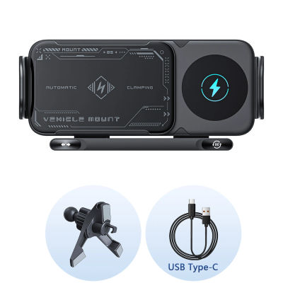 Soporte para teléfono plegable, soporte para teléfono de carga inalámbrica para coche, soporte Universal para teléfono, cargador de rotación eléctrica de inducción inteligente