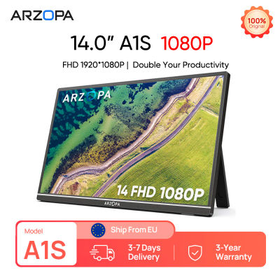 ARZOPA Monitor portátil IPS 1080P FHD de 14 pulgadas con USB C HDMI segunda pantalla externa para Mac/portátil/PC/Switch/PS/Xbox A1S