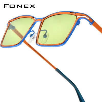 Gafas de sol FONEX de titanio para mujer, nuevas gafas de sol polarizadas de diseño de marca a la moda, gafas cuadradas japonesas de alta calidad 85804