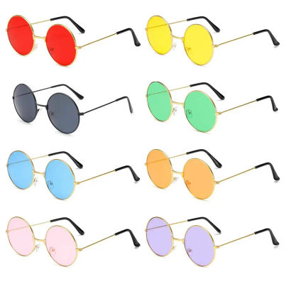 Gafas De Sol redondas Vintage para mujer y hombre, lentes De Sol coloridas con montura redonda, espejo De Metal, UV400