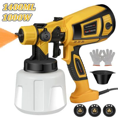 Pulverizador de pintura eléctrico de 1400ML, pistola de pintura en aerosol de alta potencia de 1000W con 4 boquillas para muebles, gabinetes, valla, puerta de pared, trabajos DIY