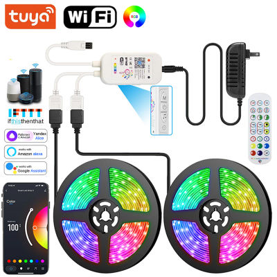 Tira de Luces LED Inteligente con Sincronización Musical 5050 12V RGB con Cambio de Color, Bluetooth, WiFi y Adhesivo para Decoración de Paredes y Habitaciones