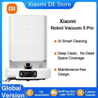 Versión Global Xiaomi Robot Vacuum 5 Pro EU (Versión Actualizada X20+) Robot Aspirador Inteligente con IA, Videovigilancia y Eliminación de Suciedad, Electrodoméstico para el Hogar, Aspiradora y
