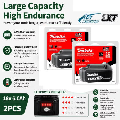Batería original Makita de 18V 6.0Ah con cargador para herramientas eléctricas Makita de 18V DDF487 DTW700 GBA404 DUC150Z DHR183Z