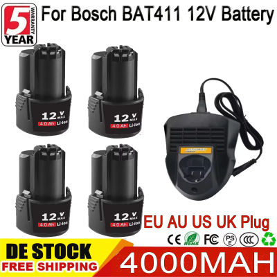 Batería y cargador de repuesto para Bosch BAT411, herramienta eléctrica de taladro inalámbrico de 4000mah, 12V, BAT411, para reemplazo Bosch