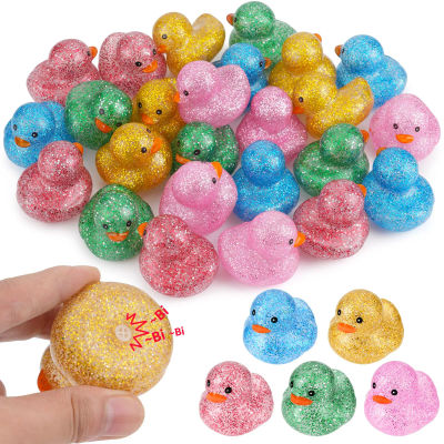 30-300 Mini Patitos de Goma con Purpurina, Juguetes de Baño Flotantes y Chirriantes para Bebés y Preescolares, Ideales para Baby Shower e Infantes