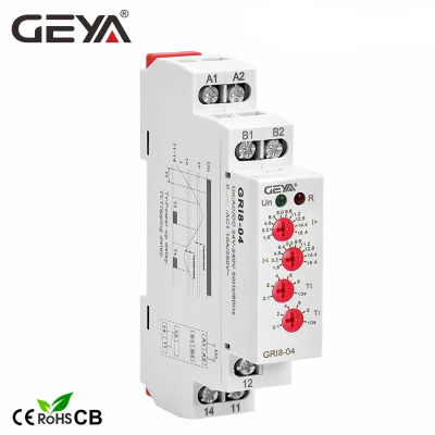 GEYA GRI8-03/04 Monitor de sobrecorriente y bajo corriente 0.5A 1A 2A 5A 8A 16A Relé de monitoreo de corriente