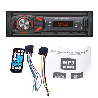 Radio estéreo Bluetooth para coche, Audio, llamadas manos libres, reproductor MP3, receptor FM, inserción de tarjeta con Control remoto