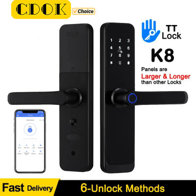 CDOK K8 TTlock Bluetooth cerradura inteligente cerradura de huella digital cerradura electrónica digital con panel de manija más grande y más grande