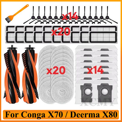 Repuestos para Robot Aspirador Cecotec Conga X70/Deerma X80/JONR T5 Pro Gen 2: Cepillo Principal, Cepillo Lateral, Bolsa para Polvo, Filtro HEPA, Paño de Limpieza