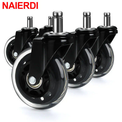 NAIERDI, 5 uds., ruedas giratorias para silla de oficina, ruedas giratorias de goma de 3 pulgadas, rodillos suaves y seguros de repuesto, herrajes para muebles