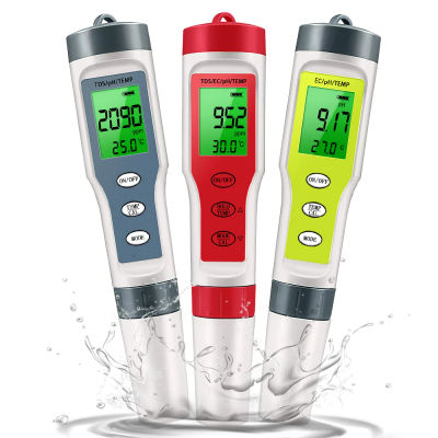 Medidor de PH impermeable PH/TDS/EC/medidor de temperatura Monitor de calidad del agua Digital probador con retroiluminación para piscinas acuarios de agua potable