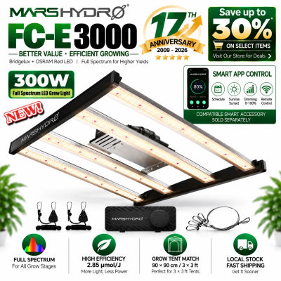 Lámpara de Cultivo LED MARS HYDRO FC-E3000 de 300W de Espectro Completo para Carpa de Cultivo de 3x3 pies, Plantas de Interior en Fase Vegetativa y Floración, Iluminación de Ahorro de Energía