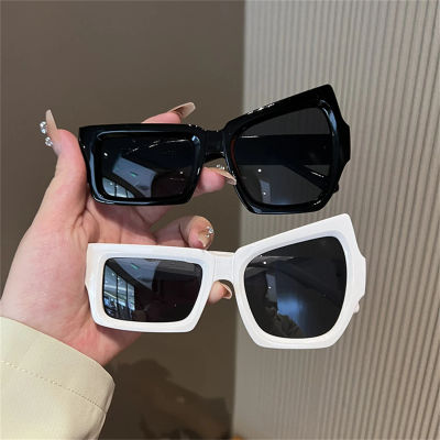 Gafas de sol cuadradas irregulares a la moda, gafas de sol asimétricas divertidas para fiesta, gafas de sol negras con personalidad de diseñador de marca para hombre