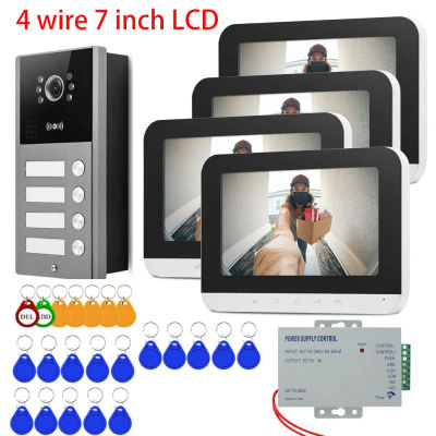 Monitores de 7 pulgadas 2/3/4 sistema de intercomunicación de videoportero para apartamento/familiar timbre gran angular Control de acceso de cámara HD impermeable