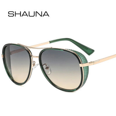 SHAUNA Nuevas gafas de sol de piloto con doble puente para mujer, gafas de sol a la moda con degradado UV400, gafas de sol punk para hombre