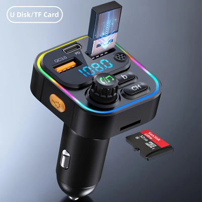 Transmisor FM Bluetooth 5,3 manos libres coche AUX Radio Modulador reproductor MP3 con PD20W QC3.0 adaptador de carga rápida accesorios de coche