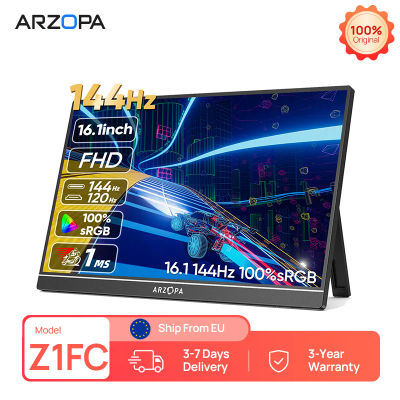 ARZOPA Monitor portátil de 16,1 pulgadas, 144Hz, 100% sRGB, 1080P FHD, pantalla IPS, segunda pantalla externa para ordenador portátil/PC/PS5/Mac/Xbox Z1FC