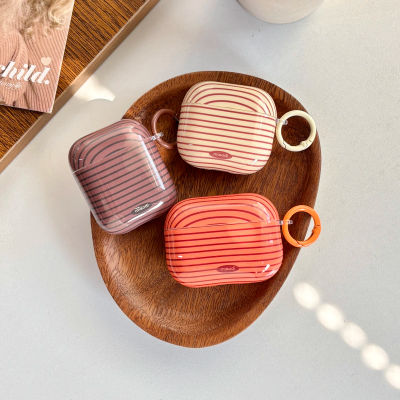 Funda Protectora para Auriculares con Diseño Retro Simple en Tonos Tierra, Naranja, Marrón y Beige, con Rayas, para AirPods Pro3 1 2 3 4 Pro Pro2