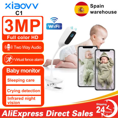 XIAOVV 3MP 2,4 GHz WiFi 2k cámara IP de seguridad para el hogar interior cámara CCTV inteligente para mascotas Monitor de vídeo para bebés cámara de vigilancia 24/7