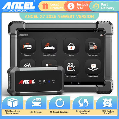 Ancel-escáner automotriz profesional X7 OBD2, sistema completo de ABS, aceite, EPB, SAS, reinicio, herramienta de diagnóstico compatible con Bluetooth
