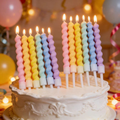 Velas coloridas de cumpleaños Cakelove de 6/12ps con soporte, vela para pastel de corazón y estrella, suministros para fiesta de cumpleaños para bebés y niños, decoración de boda