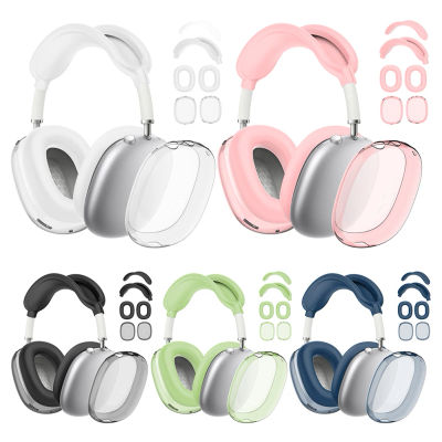 Funda de silicona 4 en 1 para AirPods Max, cubierta transparente de TPU a prueba de golpes, almohadillas para las orejas, cubierta para la diadema, cojín para la oreja, Protector de Muff para la oreja