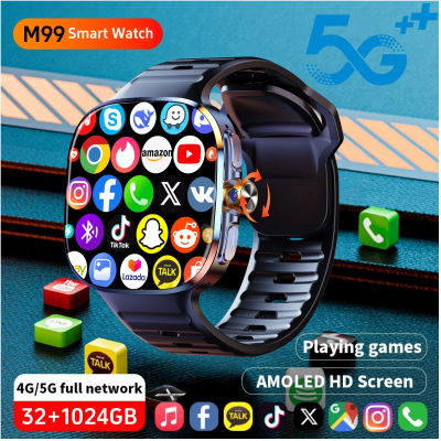 M99 4G 5G Full Netcom Smartwatch Pantalla Amoled de 2,4 pulgadas con tarjeta Sim GPS WIFI 190 ° Reloj inteligente Android con juego de cámara giratoria