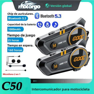 Intercomunicador para Casco de Motocicleta con Bluetooth 5.3, Impermeable, Alcance de 300m, Auriculares con Altavoz