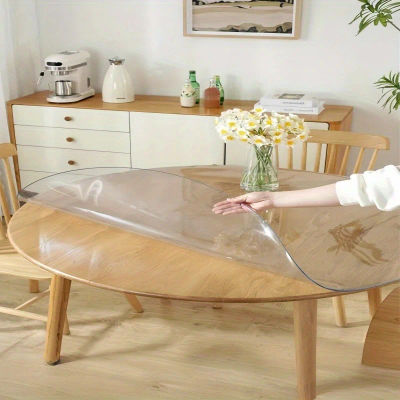 Mantel Redondo Transparente de PVC para Mesa de Comedor, 120/130/140cm, Protector de Muebles de Vidrio Suave, Impermeable y Resistente al Aceite