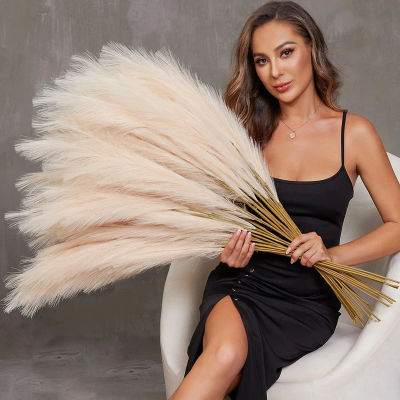 Ramo de hierba de Pampas Artificial de 90/120cm, flor falsa para decoración de la habitación del hogar, decoración de jardín y boda, caña de planta de simulación al aire libre
