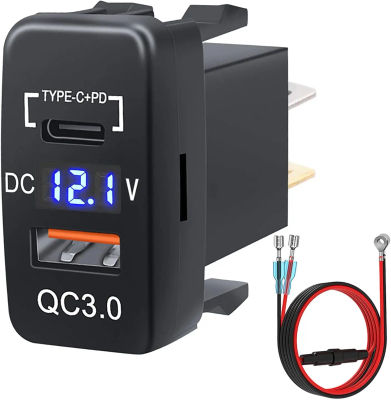 Toma de cargador de coche USB, adaptador de toma de corriente con puerto USB C PD de carga rápida 3,0 y PD para vehículos Toyota de 12V/24V