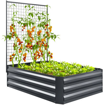 Outsunny Jardinera con Celosía para Plantas Trepadoras y Fondo Abierto Gris