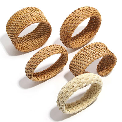 AENSOA pulsera trenzada de mimbre de paja hecha a mano para mujeres y hombres, pulsera gruesa tejida de mimbre, brazalete étnico, joyería de playa de verano