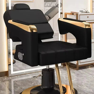 Sillón de Barbería Clásico Personalizado de Lujo, Sillón de Salón Hidráulico Reclinable con Reposapiés, Muebles Profesionales para Barbería