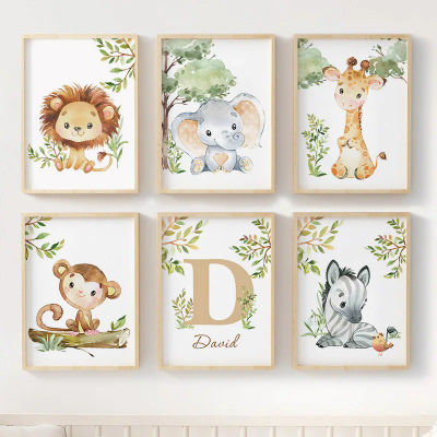 León elefante jirafa mono cebra vivero cuadro sobre lienzo para pared carteles de animales de la selva impresiones imágenes decoración de la habitación de los bebés y niños