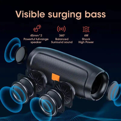 Altavoces Bluetooth con subwoofer portátil, altavoz envolvente estéreo para exteriores, resistente al agua, caja de sonido inalámbrica, compatible con Radio FM, tarjeta TF