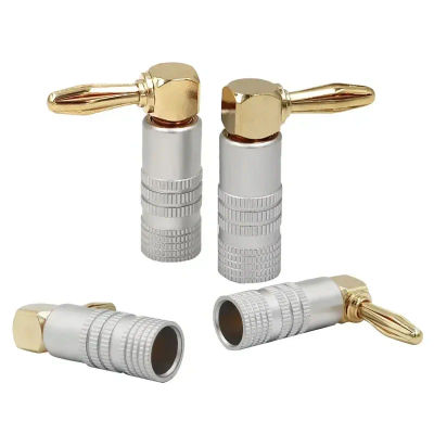 4 Uds conector Banana ángulo recto 90 grados 4mm adaptador de altavoz de vídeo chapado en oro conector de Audio conectores Banana