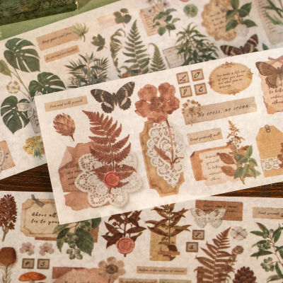 6 Hojas de Adhesivos Decorativos Vintage con Diseño de Plantas, Material para Scrapbooking, Suministros para Diario, Papelería Creativa y Estética