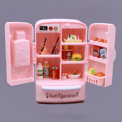 Muebles de microfilm de simulación para niña, refrigerador de doble puerta 1:12, modelo de cocina para casa de muñecas, decoraciones para regalos de cumpleaños
