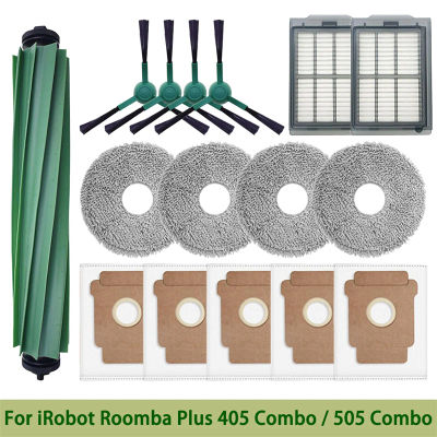 Para iRobot Roomba Plus 405 Combo / 505 Combo Robot repuestos de aspiradora cepillos laterales principales paños de fregona filtros bolsas de polvo Accesorios