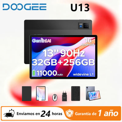 Tablet PC 2 en 1 DOOGEE U13, Tablet Android 16 con Gemini AI, Pantalla de 13'', 32 GB (6+26), 256 GB, Batería de 11000 mAh, Cuatro Altavoces, UNISOC T7280, Compatible con Widevine L1