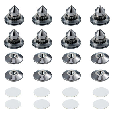 Pailvens-Juego de 8 picos para altavoz, patas de altavoz, picos para subwoofer de aleación de cobre ajustables en altura con 16 almohadillas adhesivas