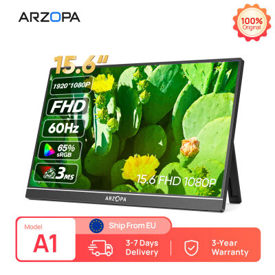 ARZOPA Monitor Portátil de 15.6 Pulgadas con Pantalla IPS, Ligero, Pantalla Externa Secundaria para PS4/5, MAC, LAPTOP, SWITCH A1