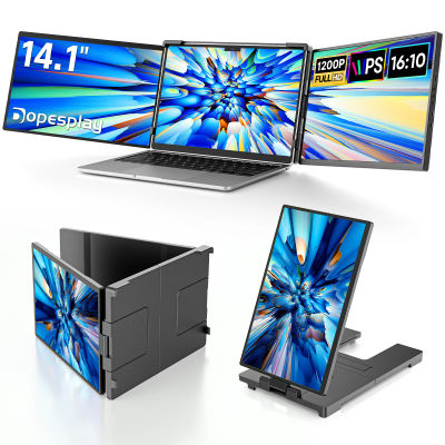 Dopesplay-extensor de pantalla para portátiles, 14,1 pulgadas, Triple Dual, 1200P, IPS, Monitor portátil para Windows, PC, MacBook, cromado, 13,3-17,3