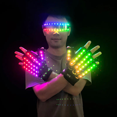 1 Juego de gafas y guantes luminosos con Control remoto, gafas y guantes LED, accesorios para actuación de fiesta de Carnaval, suministros para festivales