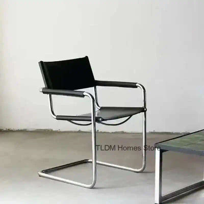 Sillas De Comedor negras De acero inoxidable, Metal negro, balcón, dormitorio, Silla informal, salón De cuero, Silla De Comedor, muebles De biblioteca