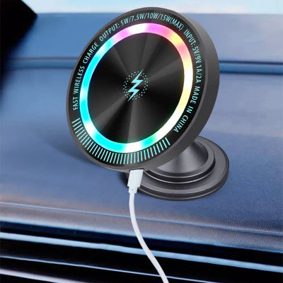 Cargador de inducción magnética de 15W, carga inalámbrica rápida para vehículo y coche, soporte para salpicadero Samsung iPhone 15 Magsafe Macsafe