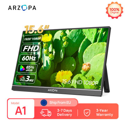 ARZOPA Monitor Portátil de 15.6 Pulgadas con Pantalla IPS, Ligero, Pantalla Externa Secundaria para PS4/5, MAC, LAPTOP, SWITCH A1