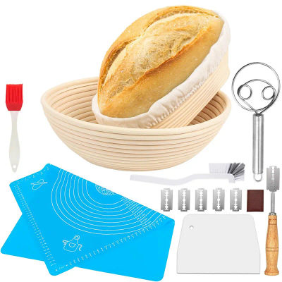 Cesta de prueba de pan Banneton, mimbre Natural, ovalada, redonda, cestas de masa fermentada, cana para hornear, fermentación, 5/8 Uds.